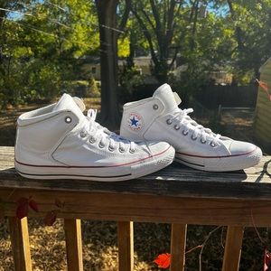 Size 10 White Leather Converse All-Star